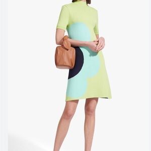 STAUD Lime and Aqua Mini Dress